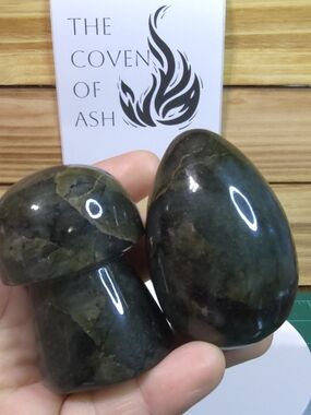 Labradorite Egg and Mushroom Set